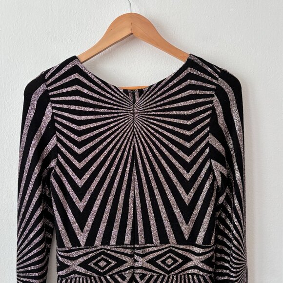 Betsy & Adam Long Sleeve Geo Slinky Glitter Maxi Dress - Picture 8 of 9